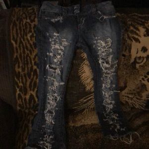 Dark blue ripped jeans